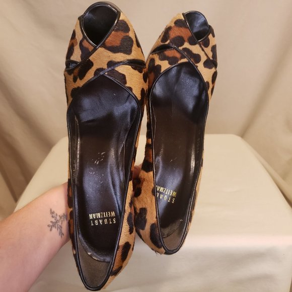 Stuart Weitzman Platform Leopard Print Horse Hair Heels, Ladies size 9 M - Picture 2 of 10